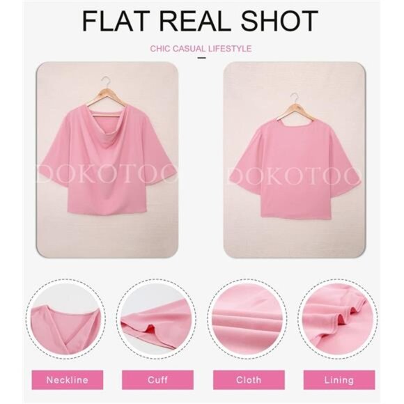 Womens Blouses and Tops Short Sleeve Chiffon Shirts and Tops - Picture 5 of 6